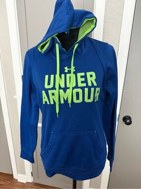 Under Armour Royal Blue Hoodie with Neon Green Logo